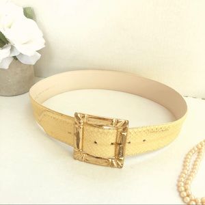 Vintage GENUINE Snake Skin Belt with Gold Buckle